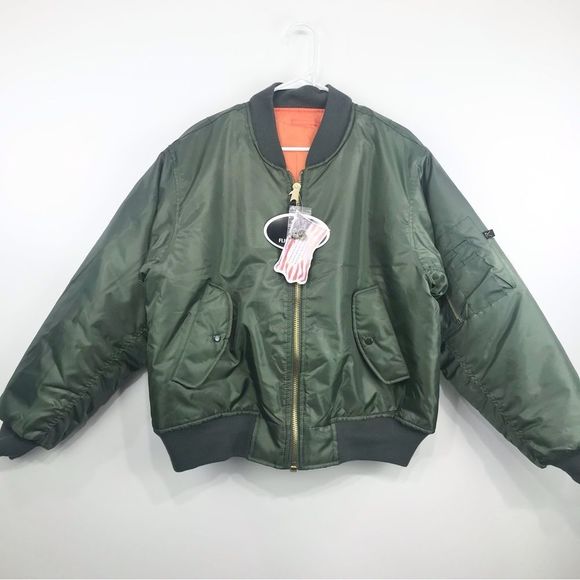 MA-1 Other - MA-1 Olive Green /Orange Reversible Nylon  Flight Jacket- NEW with Tags